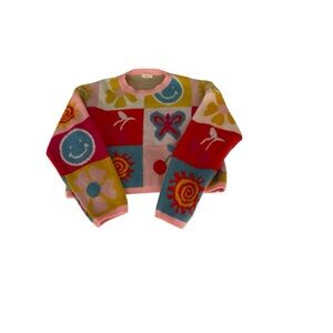 Debut Multicolor Graphic Sweater, Y2K, Size L